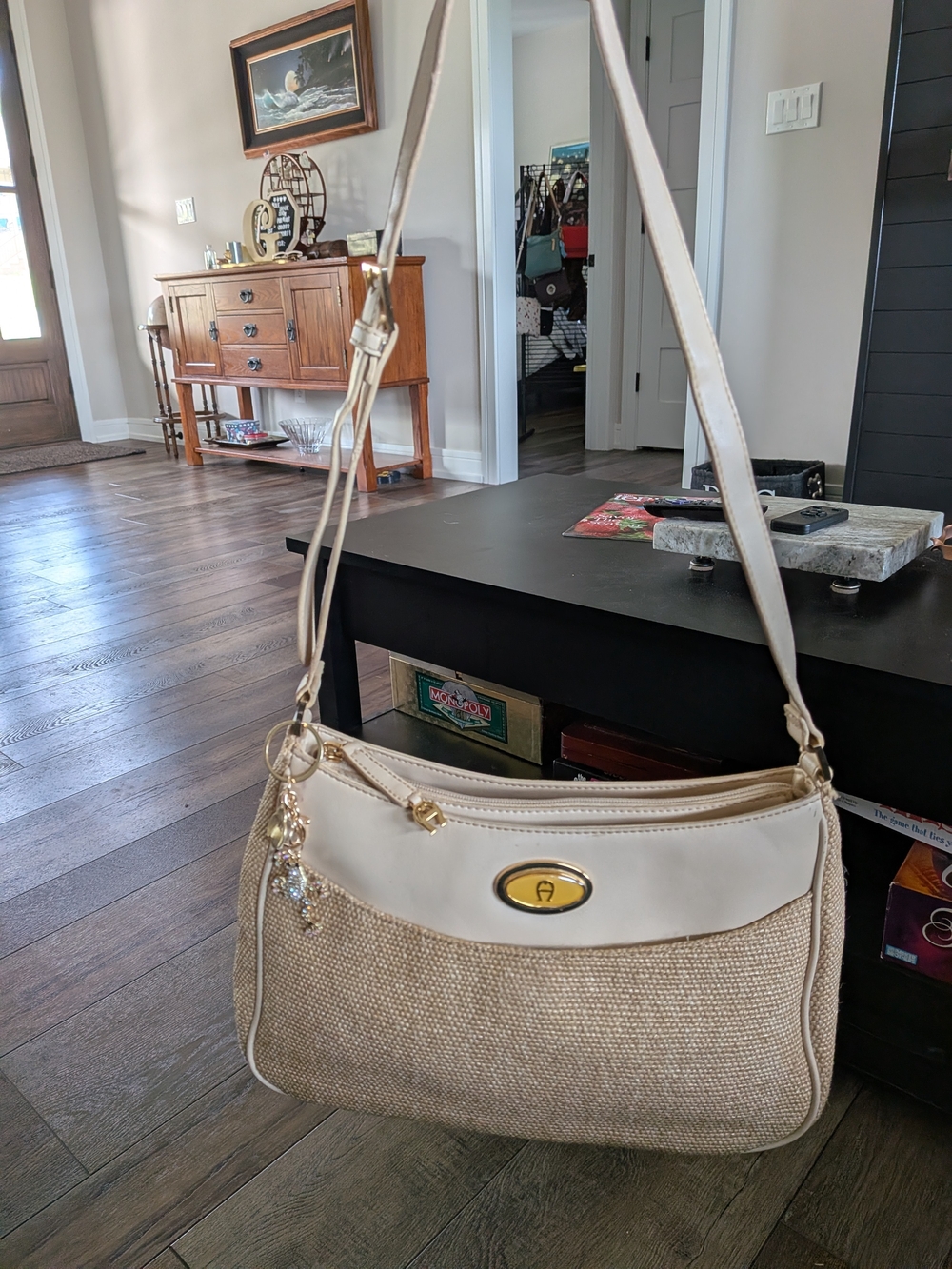 Etienne Beige Shoulder Bag with Gold Accent - Designer-Inspired